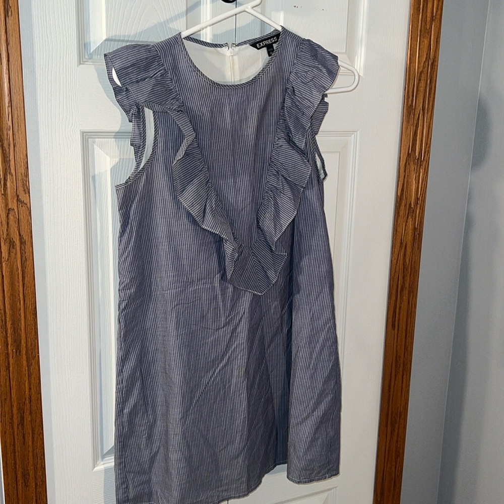 Express Blue pin striped with white lines dress from Express Size XS